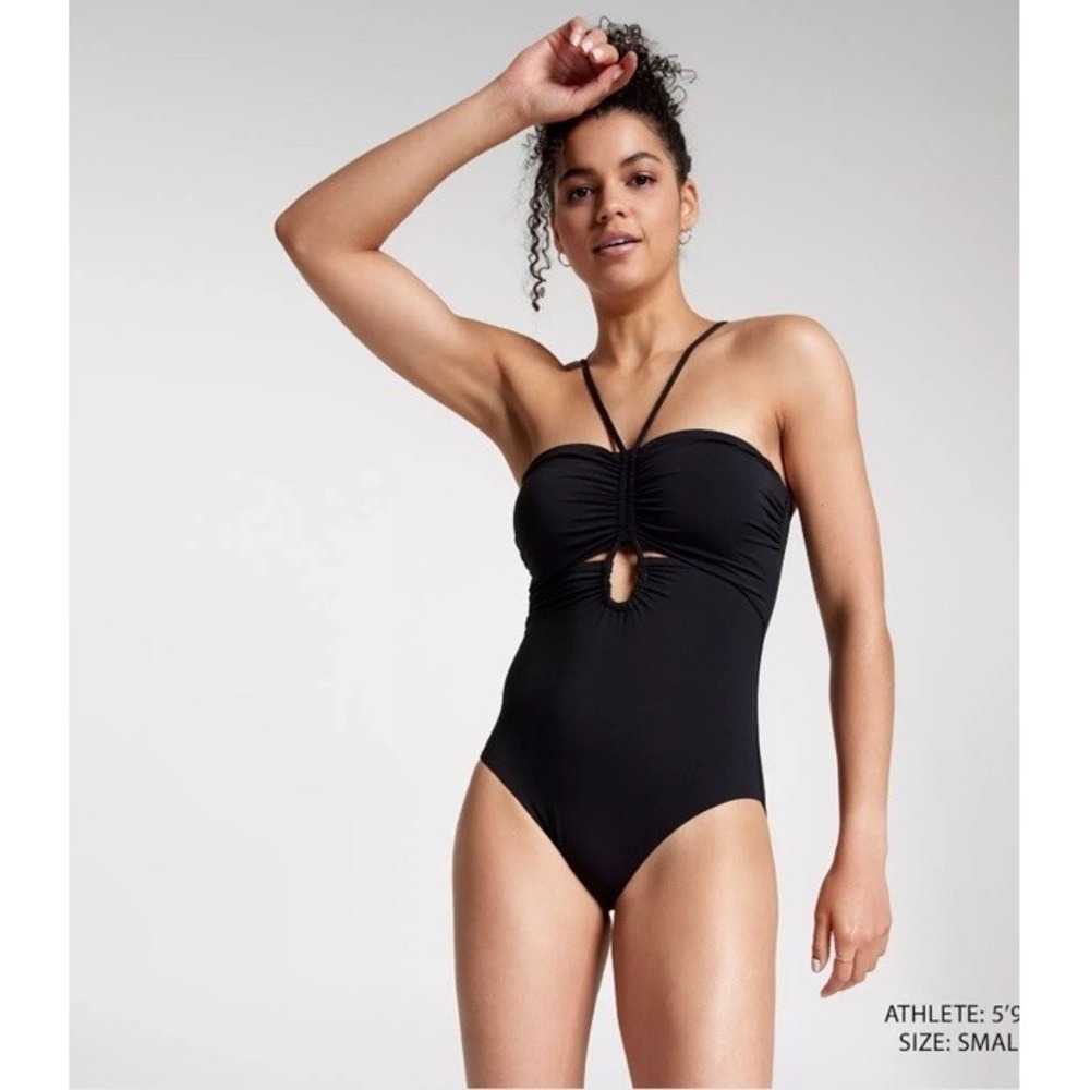 NWT CALIA Shirred Cutout One Piece Black 16 Tummy Control